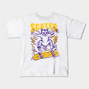 funny cat skater Kids T-Shirt